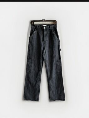 H&M Men's Black Straight Jeans with Utility Pockets